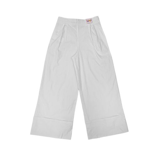 Pantalón wide leg color gris con cintura elástica para niña