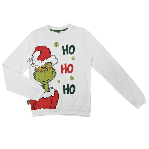 Pull over casual blanco estampado de El Grinch para hombre