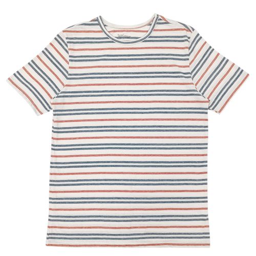 Camiseta rayada en multicolor con cuello redondo para hombre