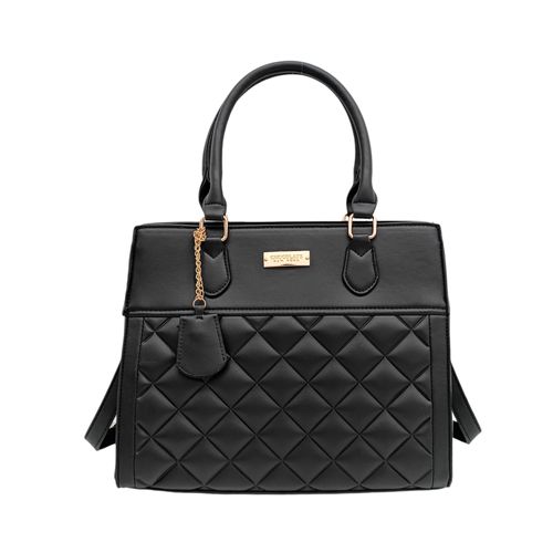 Cartera satchel casual en color negro con textura para mujer