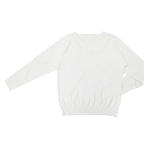 Pull over color blanco casual con detalle de perlas para mujer