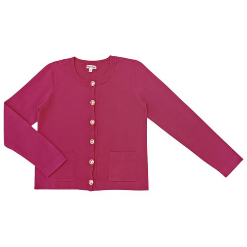 Cárdigan color fucsia casual con cierre de botones para mujer