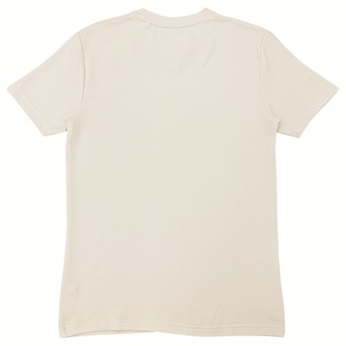 Camiseta color beige texturizada con cuello redondo para hombre