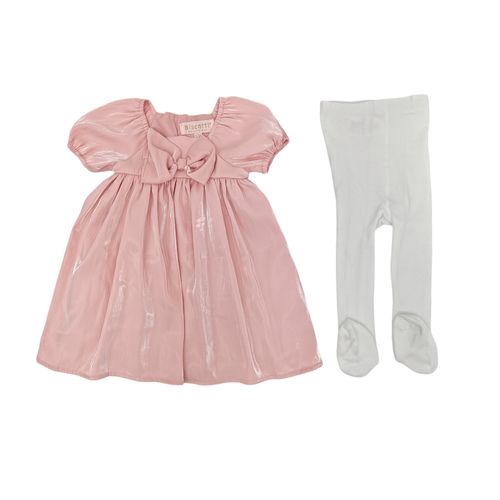 Conjunto de vestido color rosa de brillos para bebé niña