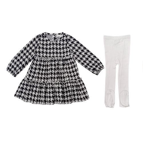 Conjunto de vestido bicolor con vuelo para niña