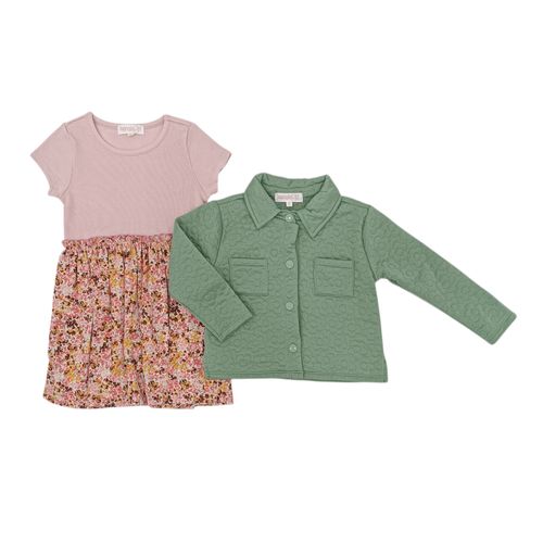 Conjunto de vestido multicolor con vuelo para niña