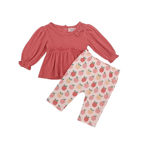 Conjunto en color coral con detalle para bebé niña