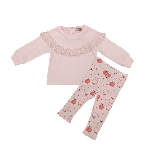 Conjunto de pantalón en color rosa con detalle para bebé niña
