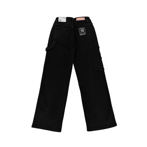 Wide leg jeans color negro tipo cargo para niña
