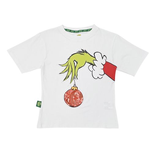 Camiseta color negro con estampado navideño para mujer