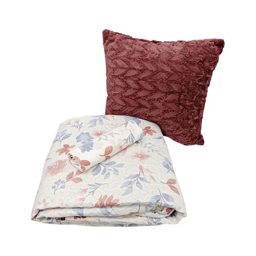 Set de 3 piezas de cubrecama Twin color café estampado