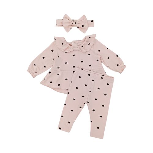 Conjunto color rosa con diseño estampado de mangas largas para bebé niña