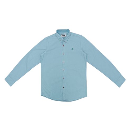 Camisa en color verde de cuello tipo camisero y mangas largas para niño