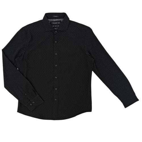 Camisa color negro casual de mangas largas para hombre