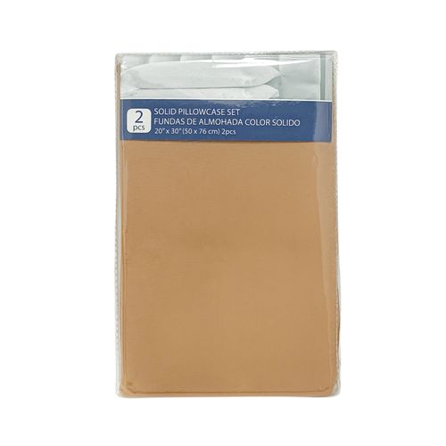Set de 2 fundas para almohadas en color camel sólido