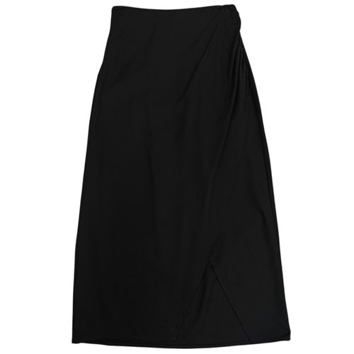 Falda wrap de lino en color negro para mujer