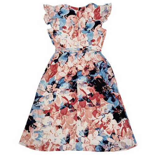 Vestido en multicolor floral con mangas para mujer