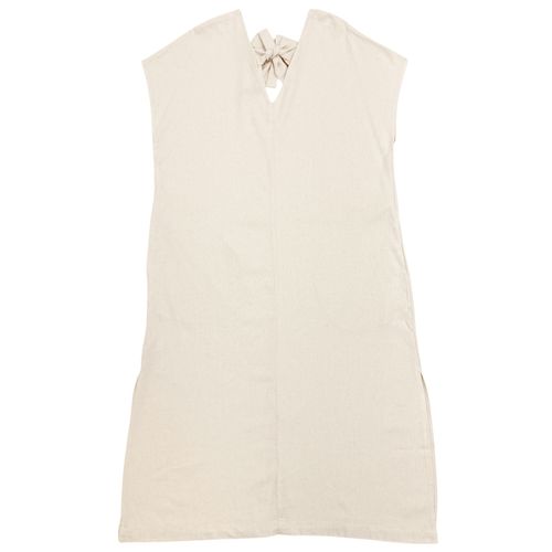 Vestido tipo tunica lino natural en color beige para mujer