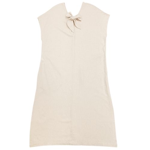 Vestido tipo tunica lino natural en color beige para mujer