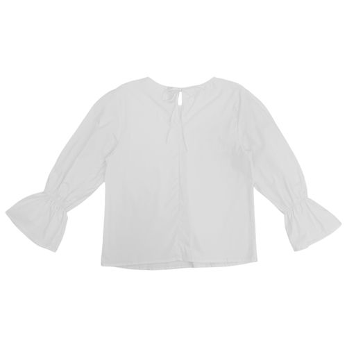 Blusa 3/4 con elastico solida en color blanca para mujer