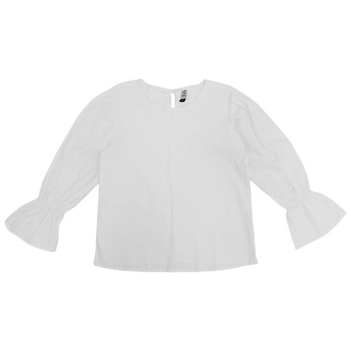 Blusa 3/4 con elastico solida en color blanca para mujer