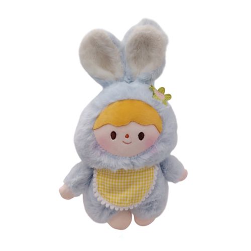 Peluche color celeste con diseño de conejo para niña