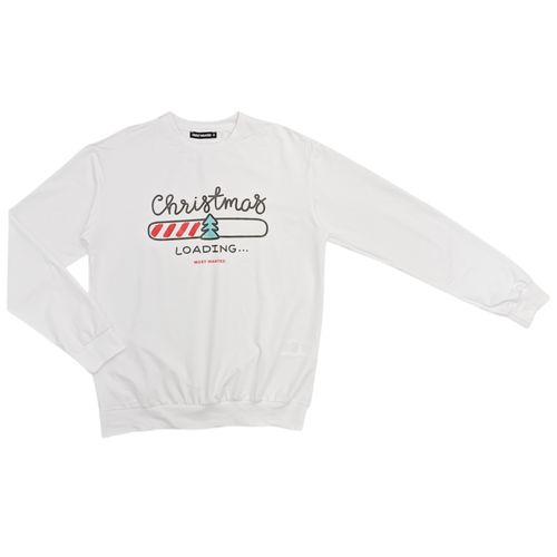 Pull over color blanco con estampado navideño para hombre