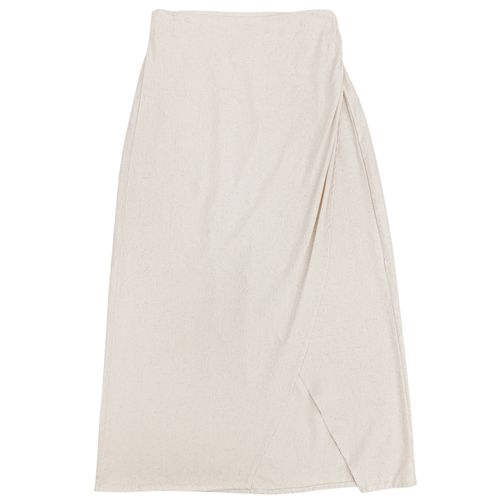 Falda maxi color beige tipo lino para mujer