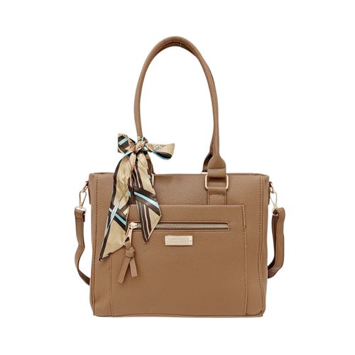 Cartera satchel color beige con detalle de laza para mujer