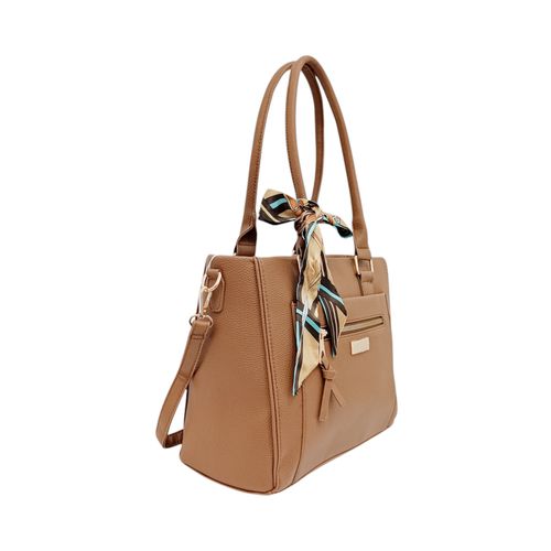 Cartera satchel color beige con detalle de laza para mujer