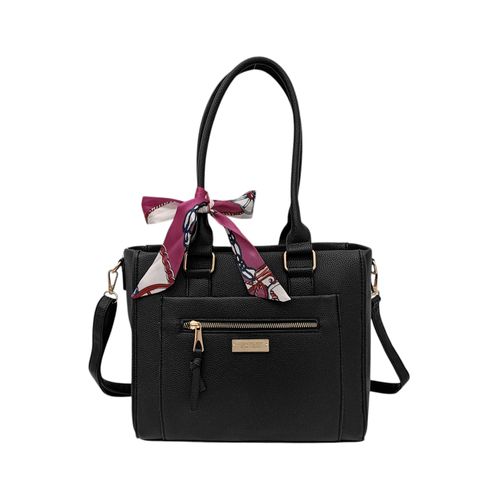 Cartera satchel color negro con detalle de laza para mujer