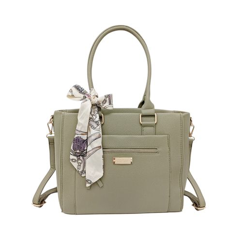 Cartera satchel color verde con detalle de laza para mujer