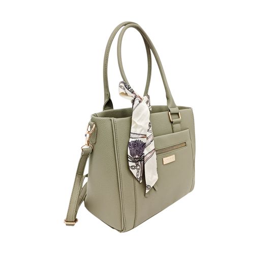 Cartera satchel color verde con detalle de laza para mujer