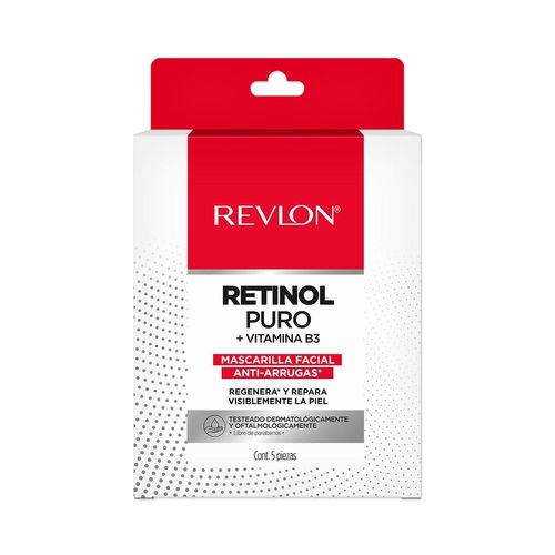 Mascarillas Faciales Revlon Retinol Puro y Vitamina B3 5 Piezas
