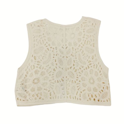 Chaleco color beige con detalle floral para mujer