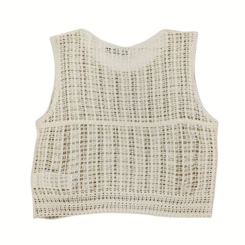 Blusa color beige con detalle bordado para mujer