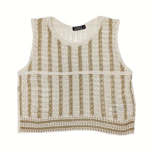 Blusa color beige con detalle bordado para mujer