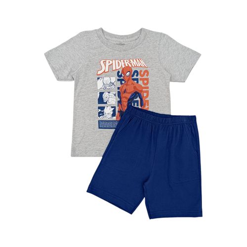 Conjunto de short en bicolor con detalle de Spiderman para niño