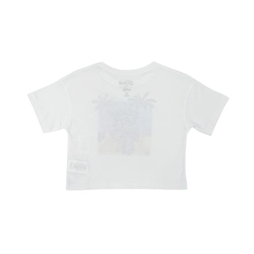 Crop top color blanco con detalle de brillos para niña