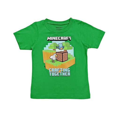 Camiseta color verde con estampado de Minecraft para niño