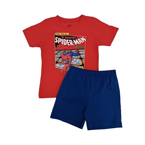 Conjunto de short en bicolor con detalle de Spiderman para niño