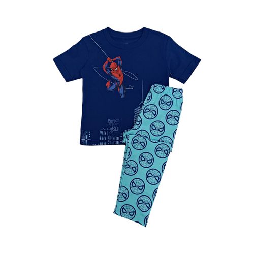 Pijama de 2 piezas en tonos rosa y celeste con estampado alusivo a Spider-Man para niño