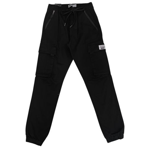 Jogger color negro casual con ajuste de laza para hombre