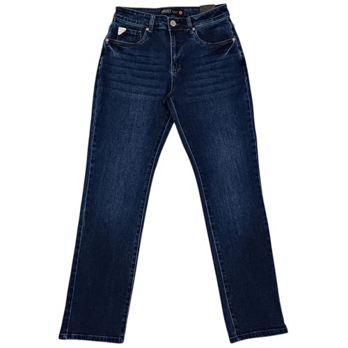 Straight jeans azul oscuro lavado para hombre