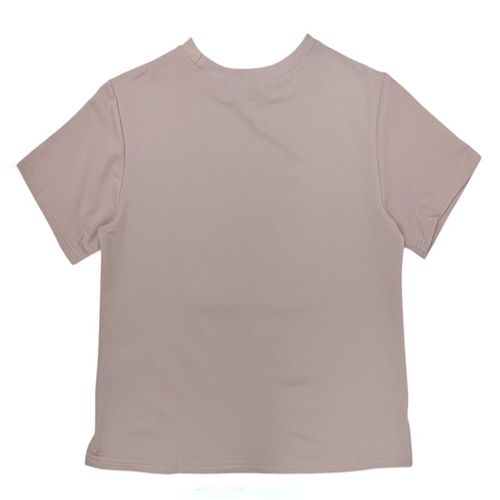 Camiseta color beige de cuello redondo para mujer