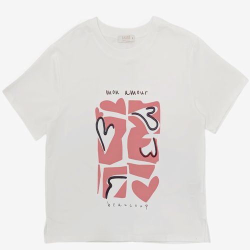 Camiseta color blanco de cuello redondo para mujer