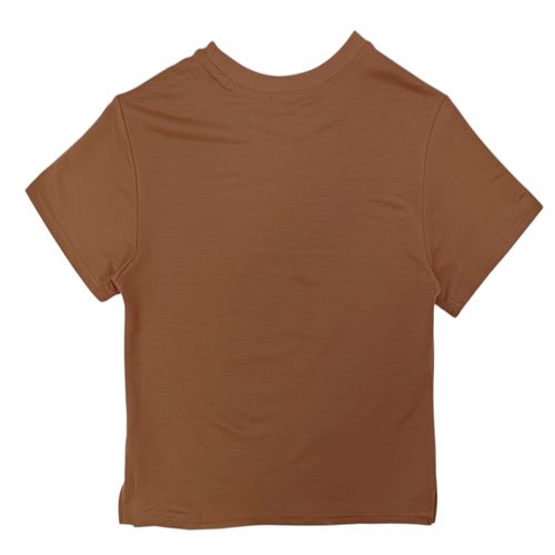 Camiseta color café de cuello redondo para mujer