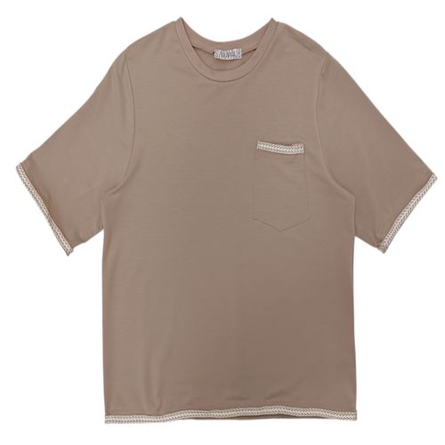 Camiseta color beige de cuello redondo para mujer