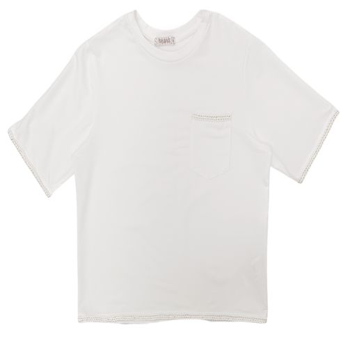 Camiseta color blanco de cuello redondo para mujer