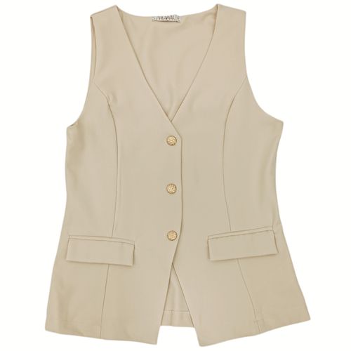 Blazer color ivory tipo chaleco casual para mujer